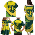 Australian Emu Cricket Custom Family Matching Puletasi and Hawaiian Shirt Aussie National Color