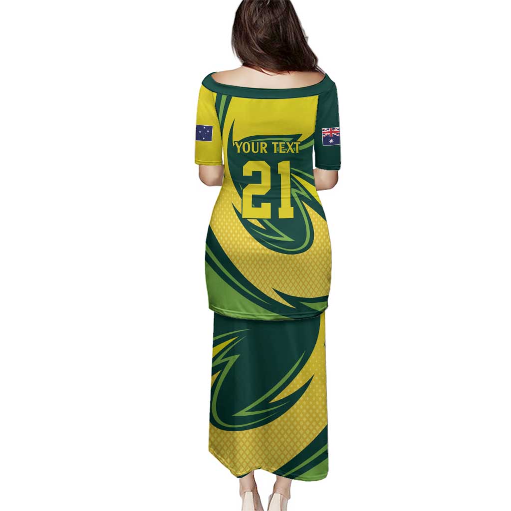 Australian Emu Cricket Custom Family Matching Puletasi and Hawaiian Shirt Aussie National Color