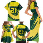 Australian Emu Cricket Custom Family Matching Short Sleeve Bodycon Dress and Hawaiian Shirt Aussie National Color