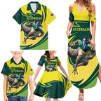 Australian Emu Cricket Custom Family Matching Summer Maxi Dress and Hawaiian Shirt Aussie National Color