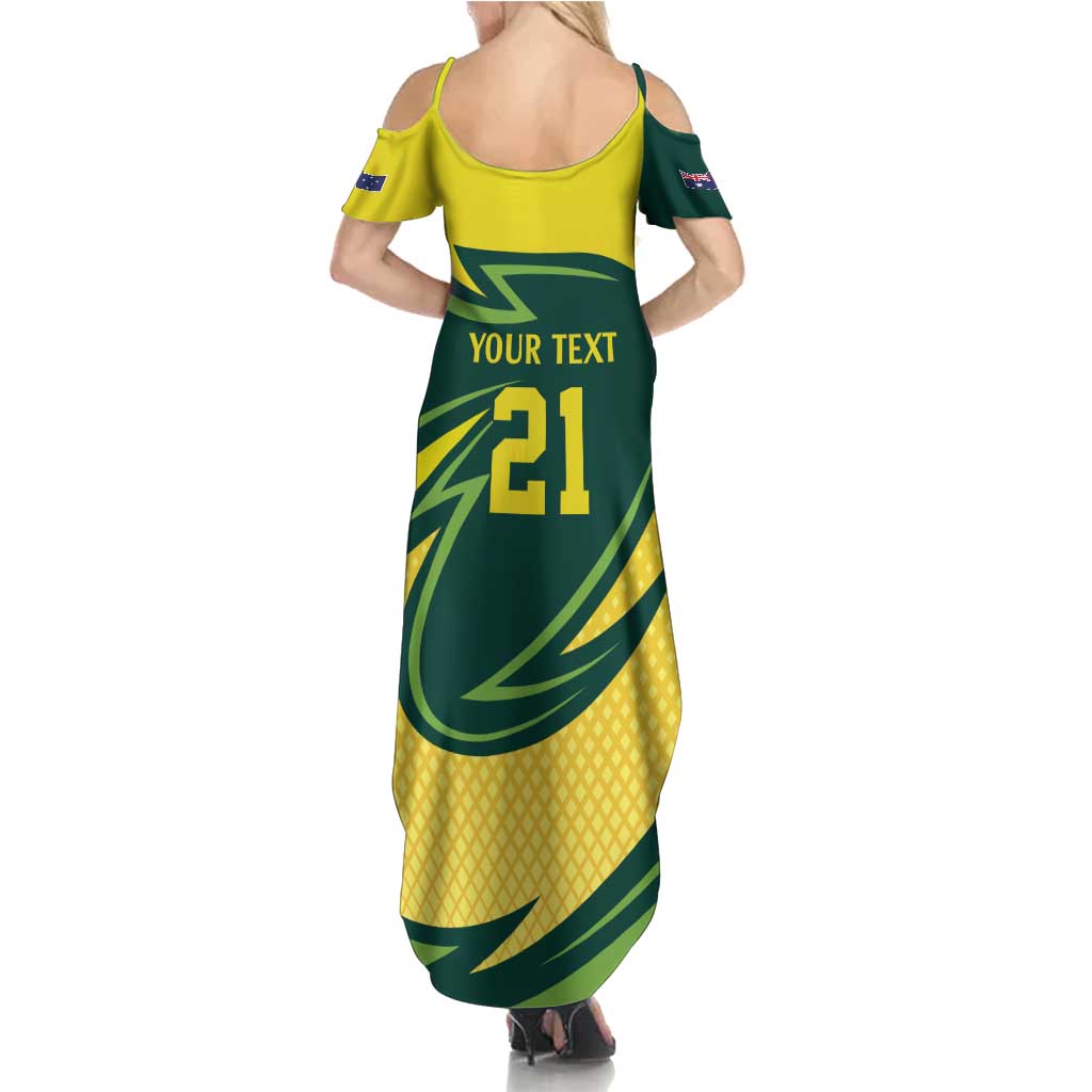 Australian Emu Cricket Custom Family Matching Summer Maxi Dress and Hawaiian Shirt Aussie National Color