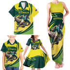Australian Emu Cricket Custom Family Matching Tank Maxi Dress and Hawaiian Shirt Aussie National Color