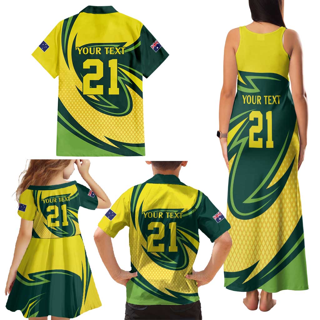 Australian Emu Cricket Custom Family Matching Tank Maxi Dress and Hawaiian Shirt Aussie National Color