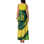 Australian Emu Cricket Custom Family Matching Tank Maxi Dress and Hawaiian Shirt Aussie National Color