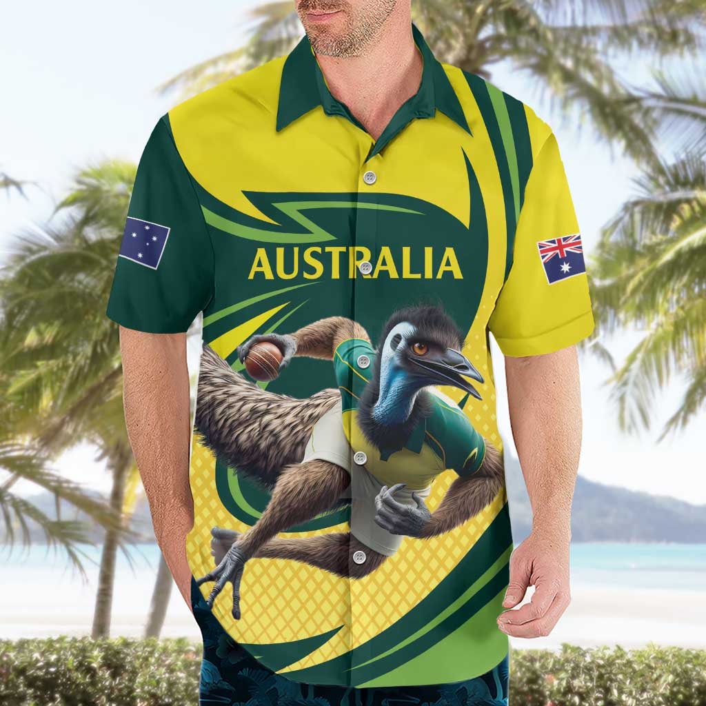 Australian Emu Cricket Custom Hawaiian Shirt Aussie National Color