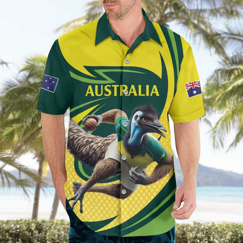 Australian Emu Cricket Custom Hawaiian Shirt Aussie National Color