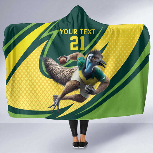 Australian Emu Cricket Custom Hooded Blanket Aussie National Color