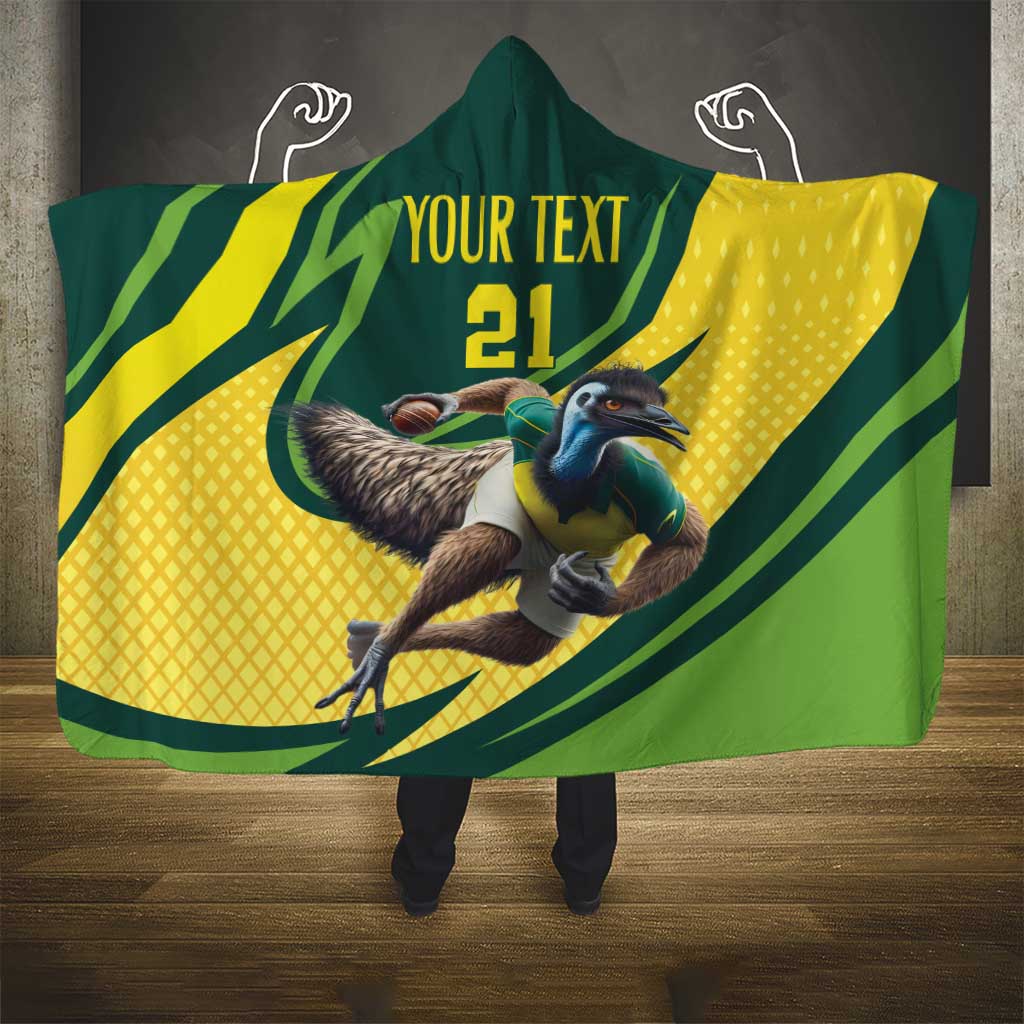 Australian Emu Cricket Custom Hooded Blanket Aussie National Color