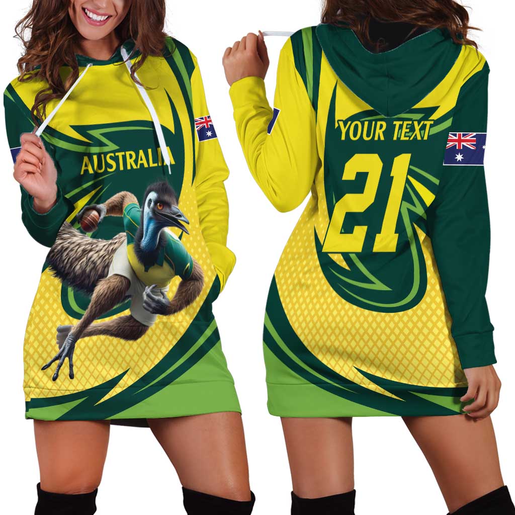 Australian Emu Cricket Custom Hoodie Dress Aussie National Color