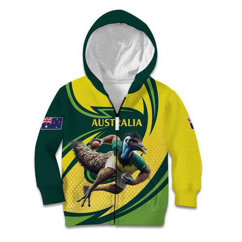 Australian Emu Cricket Custom Kid Hoodie Aussie National Color