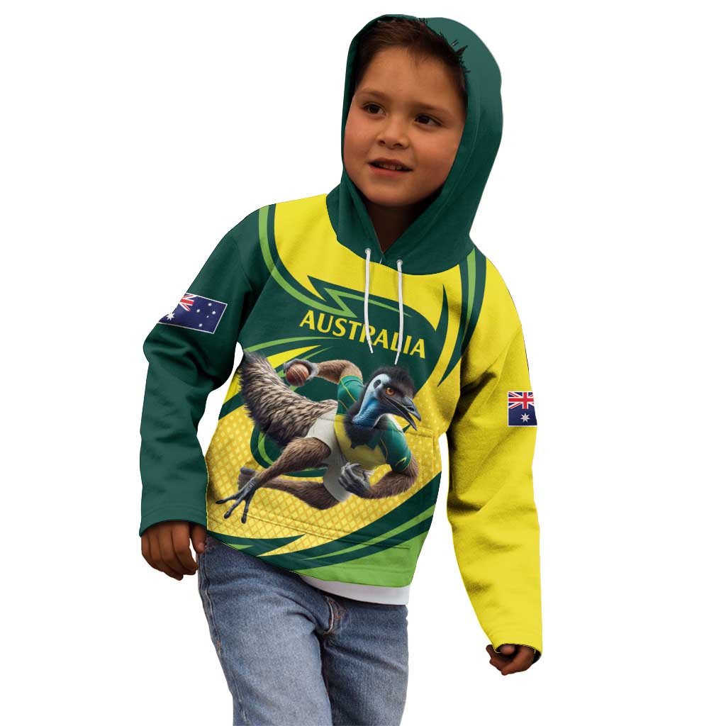 Australian Emu Cricket Custom Kid Hoodie Aussie National Color