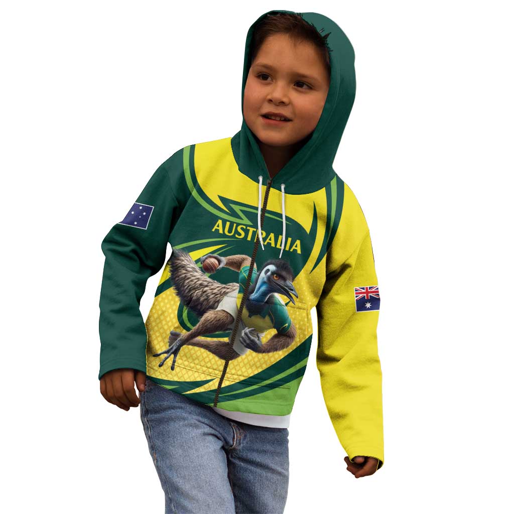 Australian Emu Cricket Custom Kid Hoodie Aussie National Color