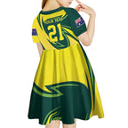 Australian Emu Cricket Custom Kid Short Sleeve Dress Aussie National Color