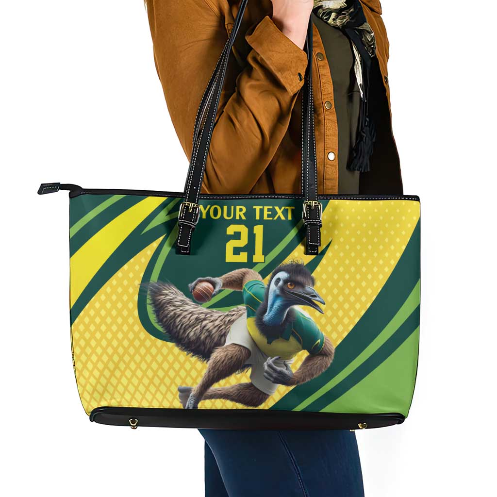 Australian Emu Cricket Custom Leather Tote Bag Aussie National Color