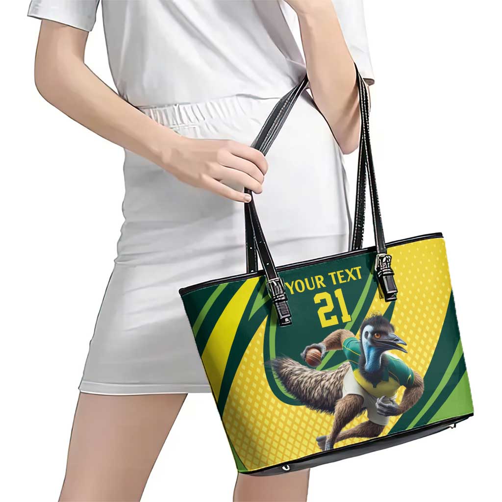 Australian Emu Cricket Custom Leather Tote Bag Aussie National Color