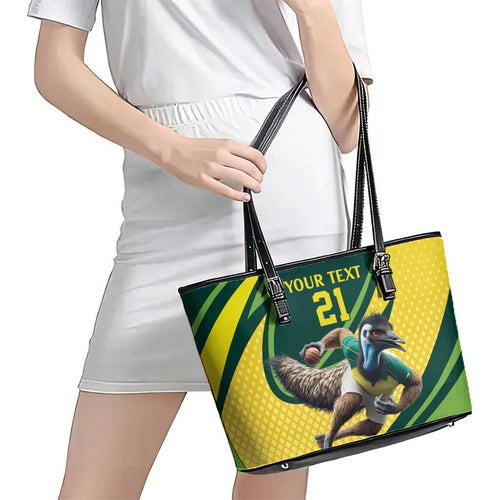 Australian Emu Cricket Custom Leather Tote Bag Aussie National Color