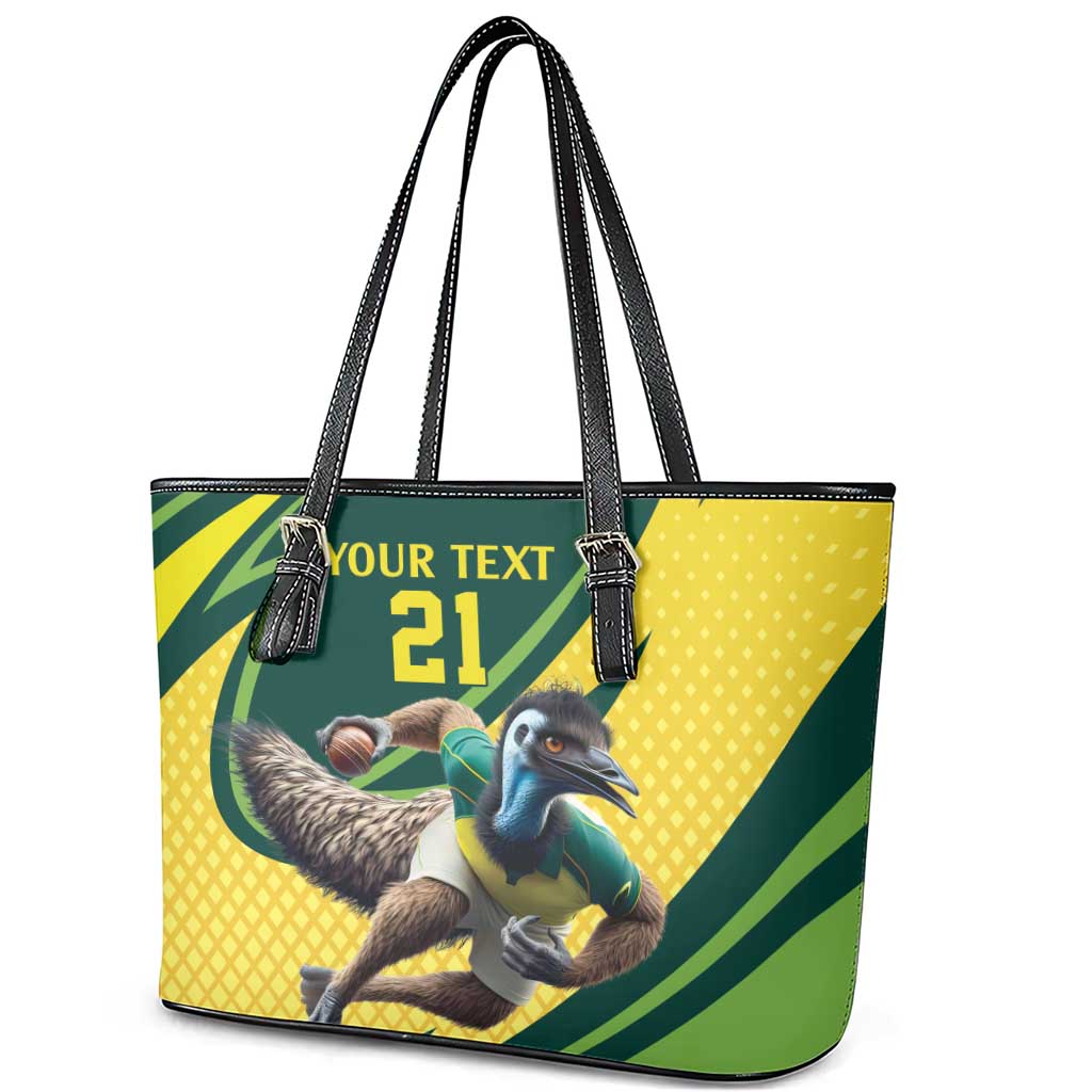 Australian Emu Cricket Custom Leather Tote Bag Aussie National Color