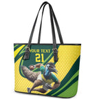 Australian Emu Cricket Custom Leather Tote Bag Aussie National Color