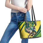 Australian Emu Cricket Custom Leather Tote Bag Aussie National Color