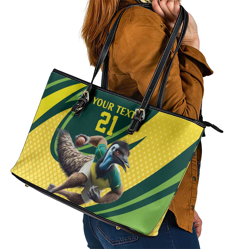 Australian Emu Cricket Custom Leather Tote Bag Aussie National Color