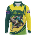 Australian Emu Cricket Custom Long Sleeve Polo Shirt Aussie National Color