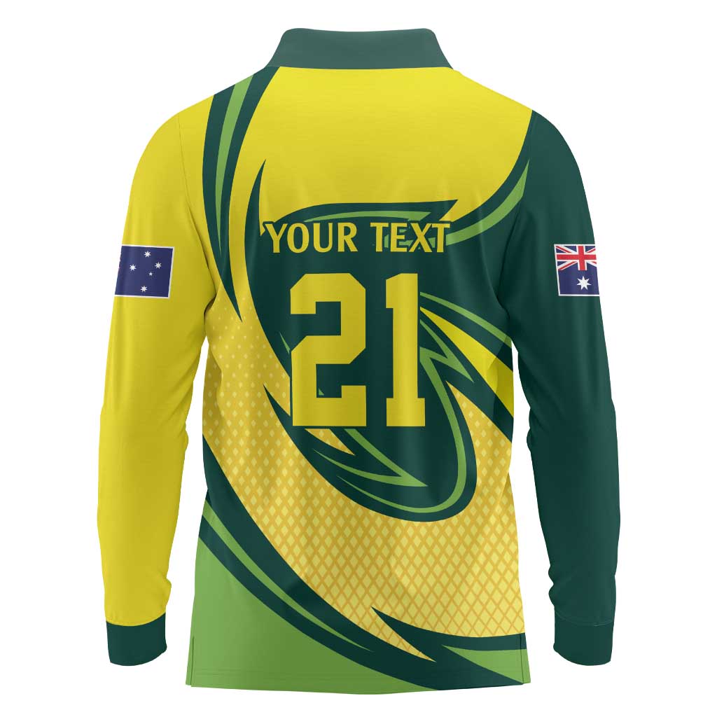 Australian Emu Cricket Custom Long Sleeve Polo Shirt Aussie National Color