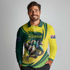 Australian Emu Cricket Custom Long Sleeve Polo Shirt Aussie National Color