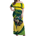 Australian Emu Cricket Custom Off Shoulder Maxi Dress Aussie National Color