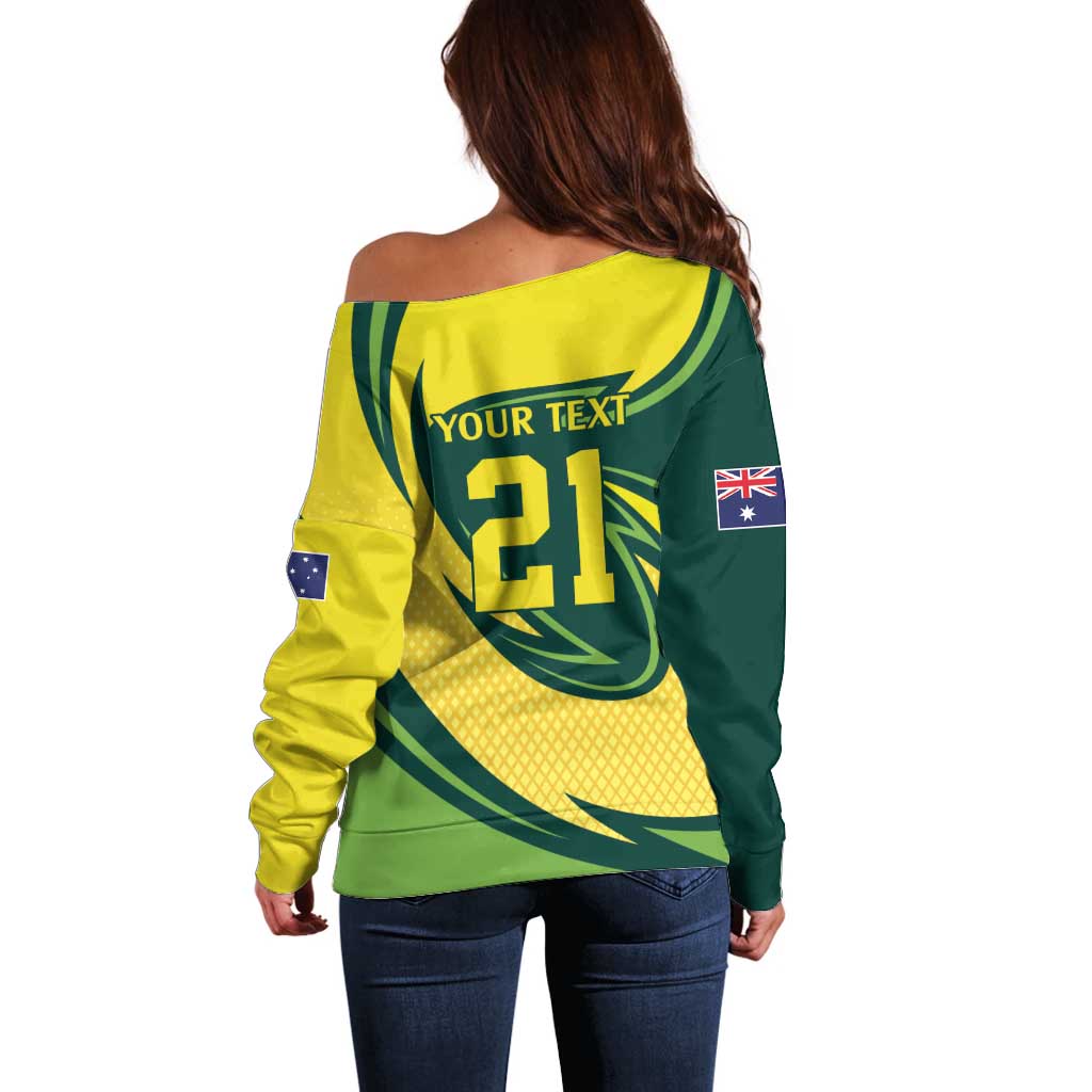 Australian Emu Cricket Custom Off Shoulder Sweater Aussie National Color