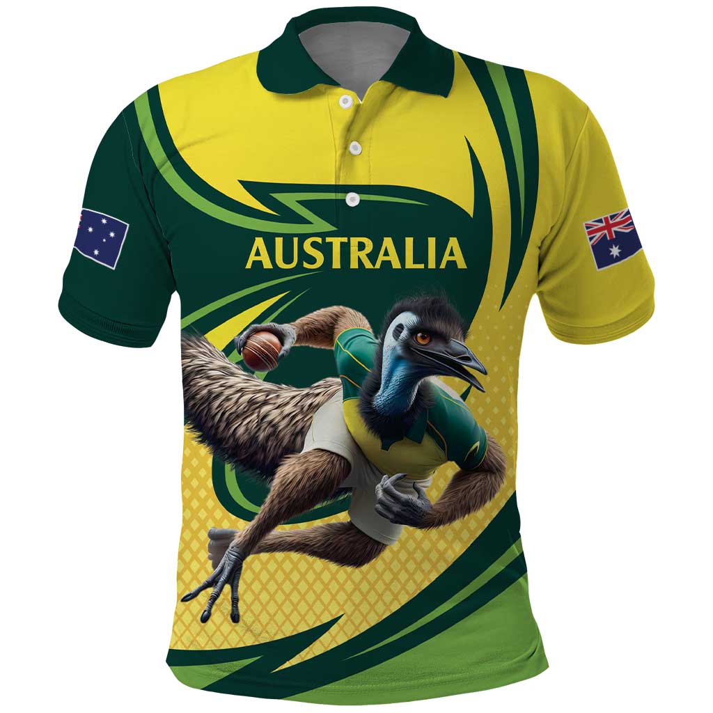 Australian Emu Cricket Custom Polo Shirt Aussie National Color
