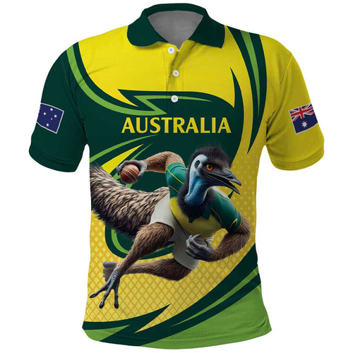 Australian Emu Cricket Custom Polo Shirt Aussie National Color
