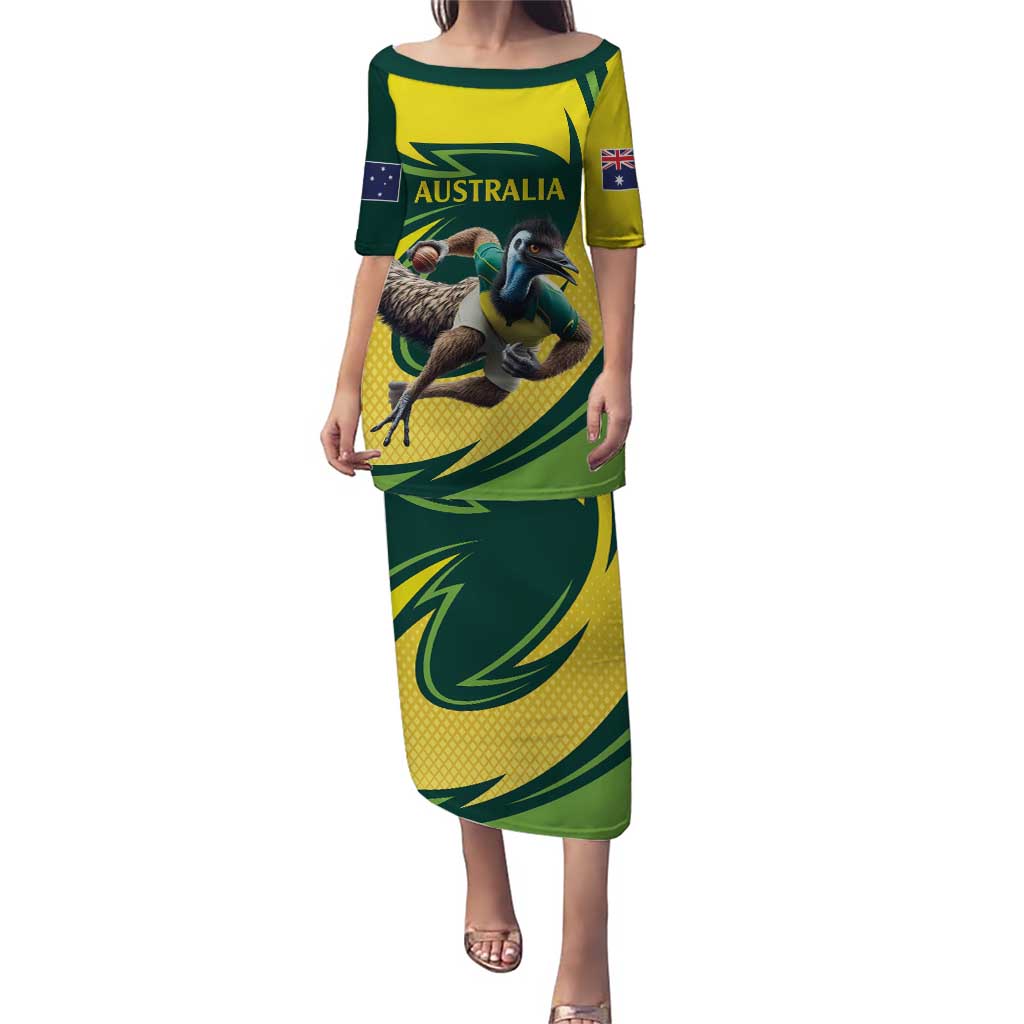 Australian Emu Cricket Custom Puletasi Aussie National Color