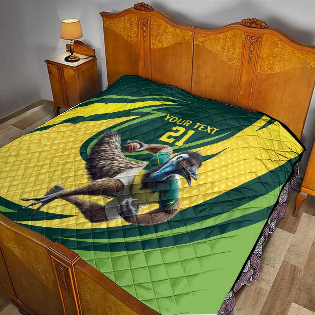 Australian Emu Cricket Custom Quilt Aussie National Color