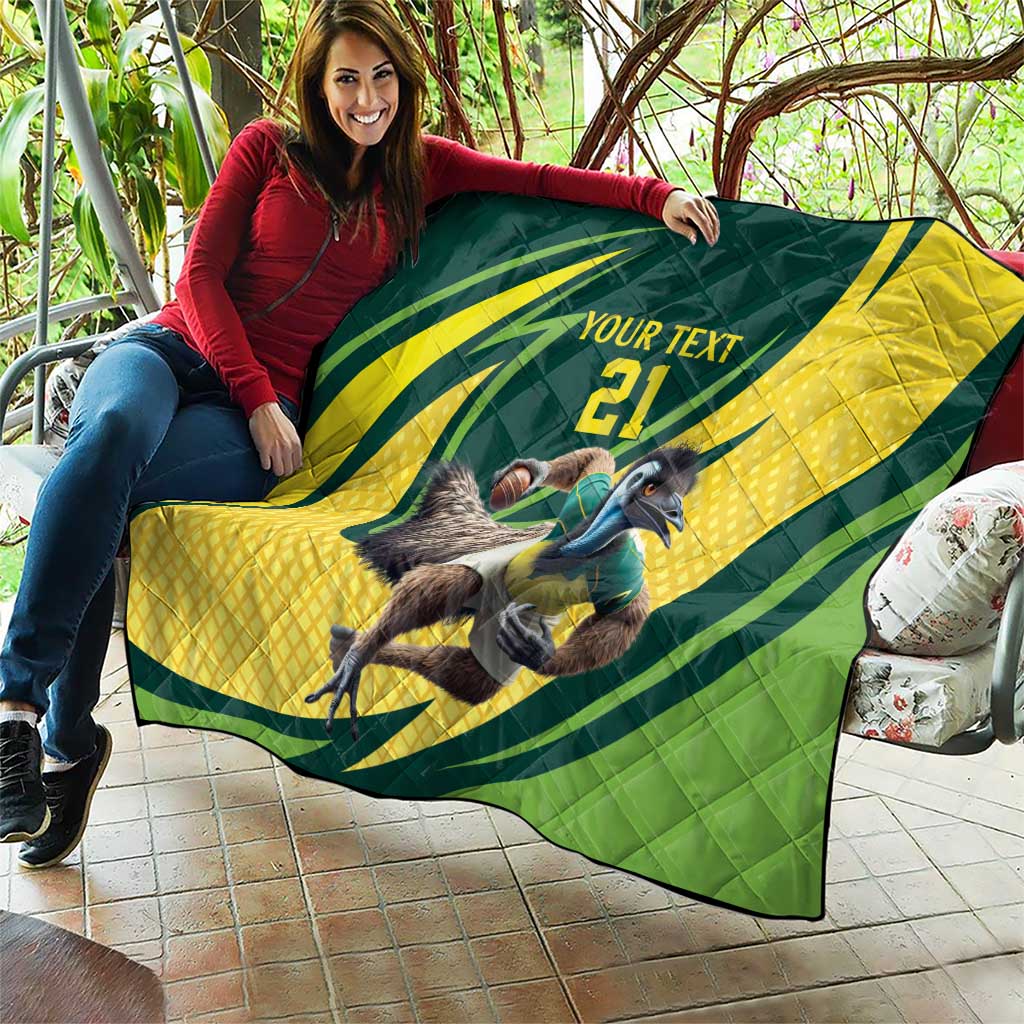 Australian Emu Cricket Custom Quilt Aussie National Color