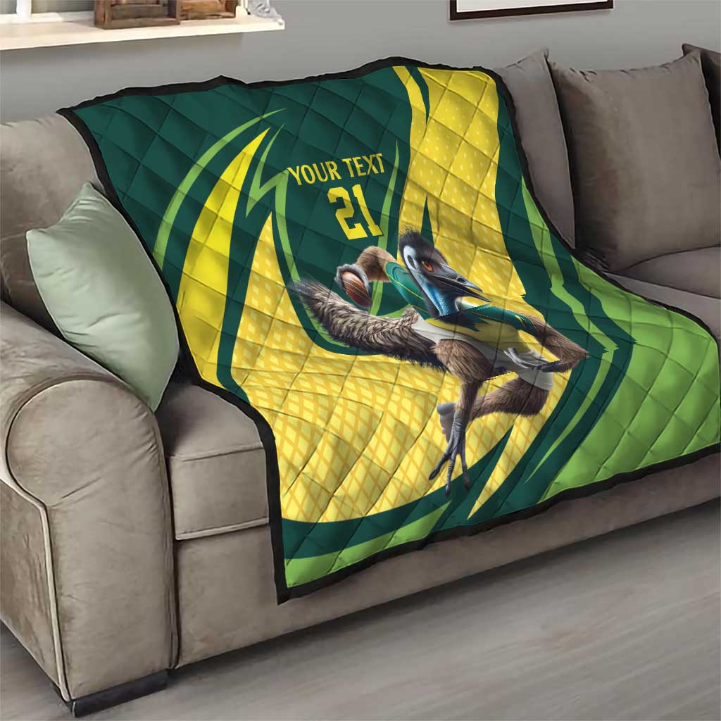 Australian Emu Cricket Custom Quilt Aussie National Color