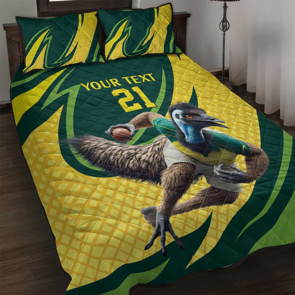 Australian Emu Cricket Custom Quilt Bed Set Aussie National Color