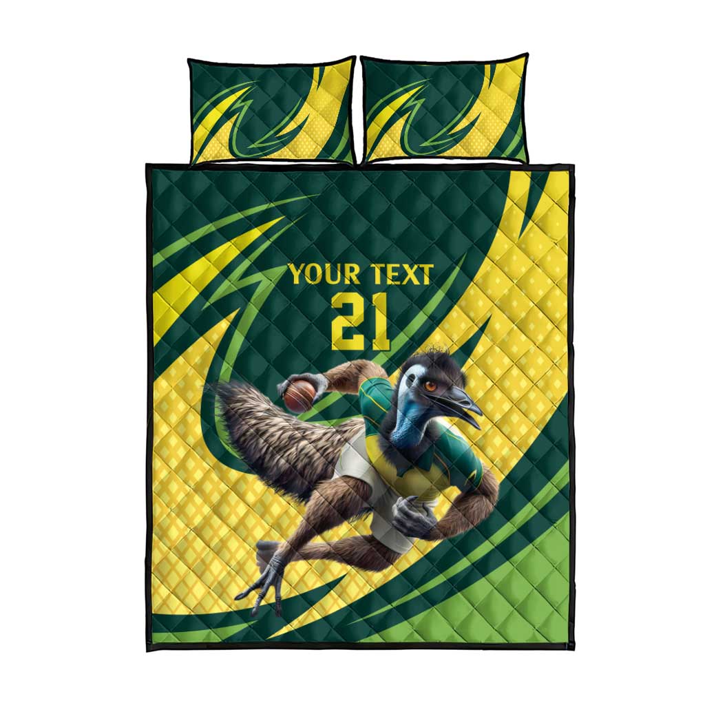 Australian Emu Cricket Custom Quilt Bed Set Aussie National Color