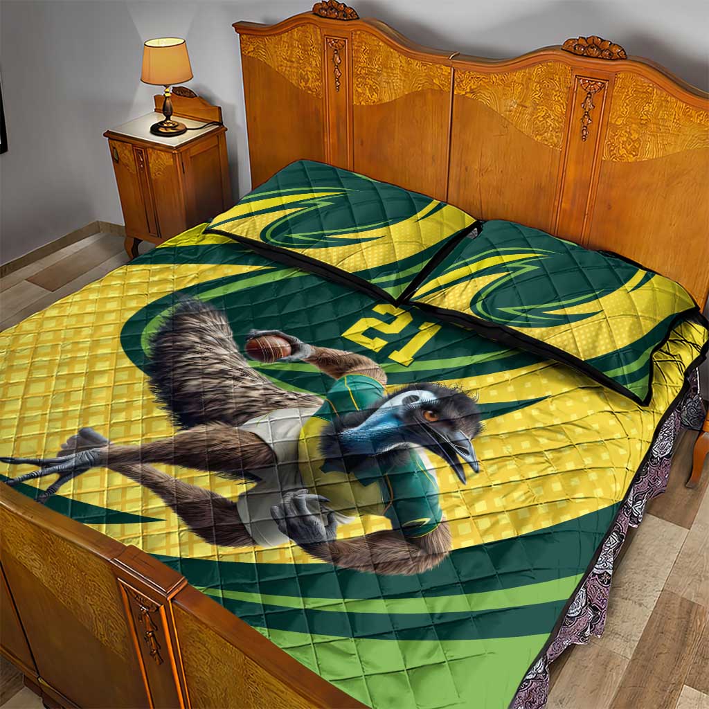 Australian Emu Cricket Custom Quilt Bed Set Aussie National Color
