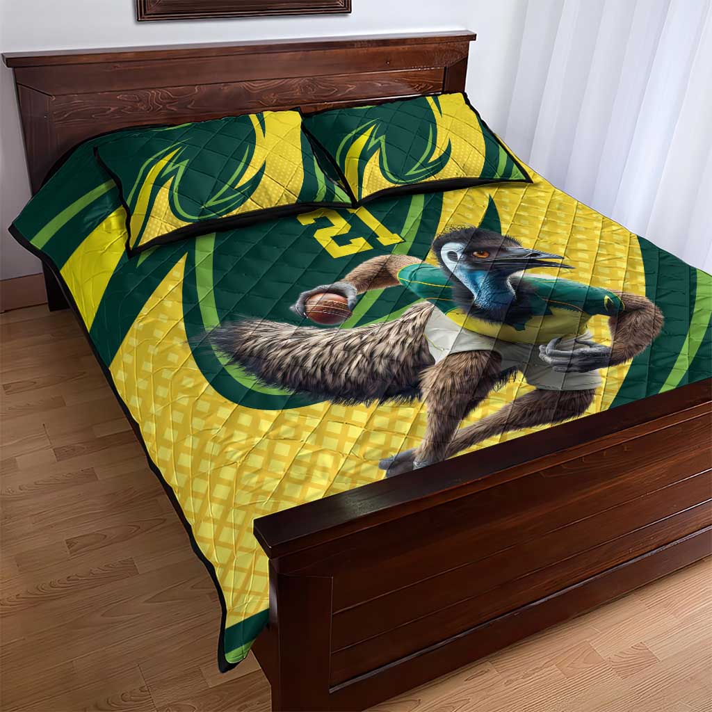 Australian Emu Cricket Custom Quilt Bed Set Aussie National Color