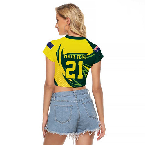 Australian Emu Cricket Custom Raglan Cropped T Shirt Aussie National Color