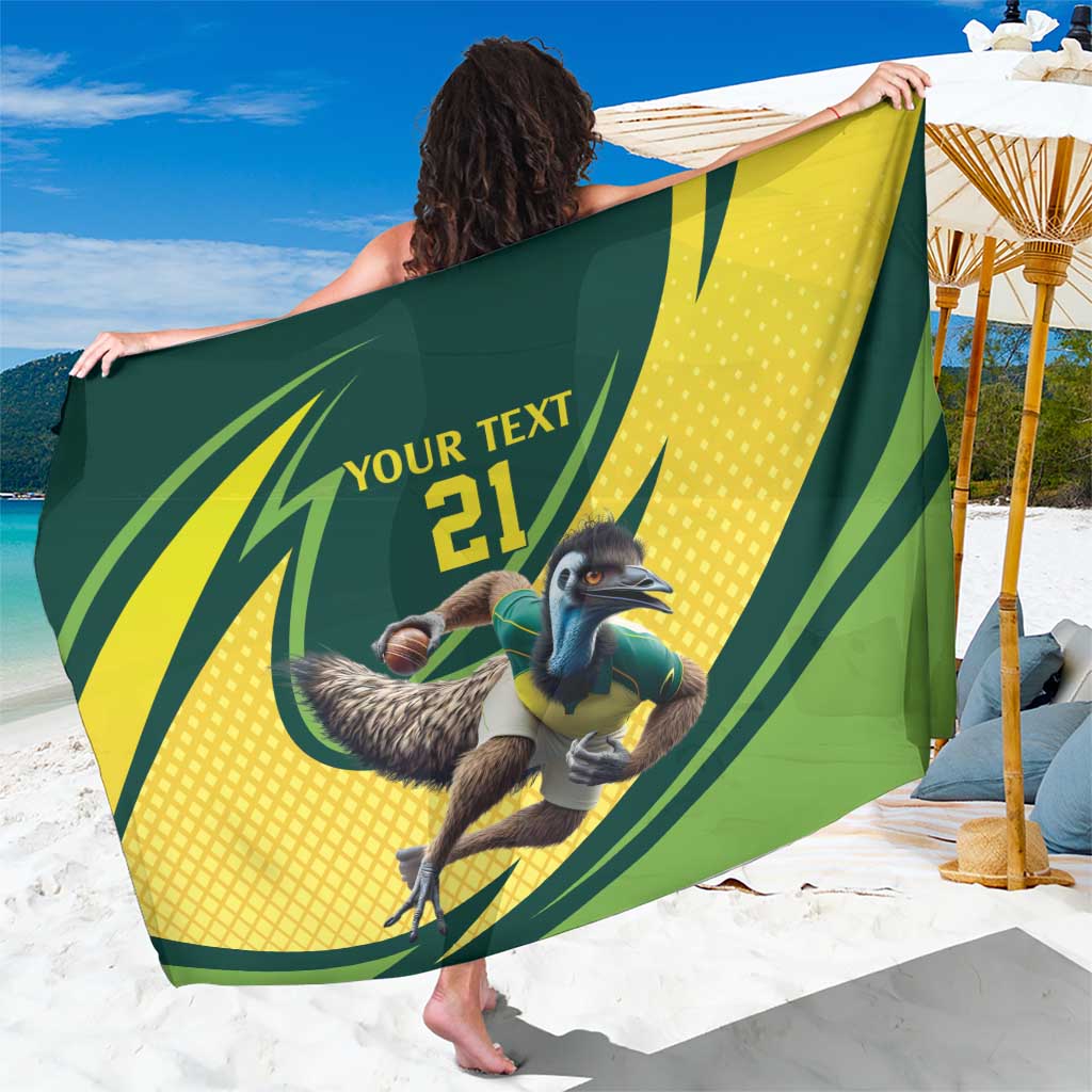 Australian Emu Cricket Custom Sarong Aussie National Color