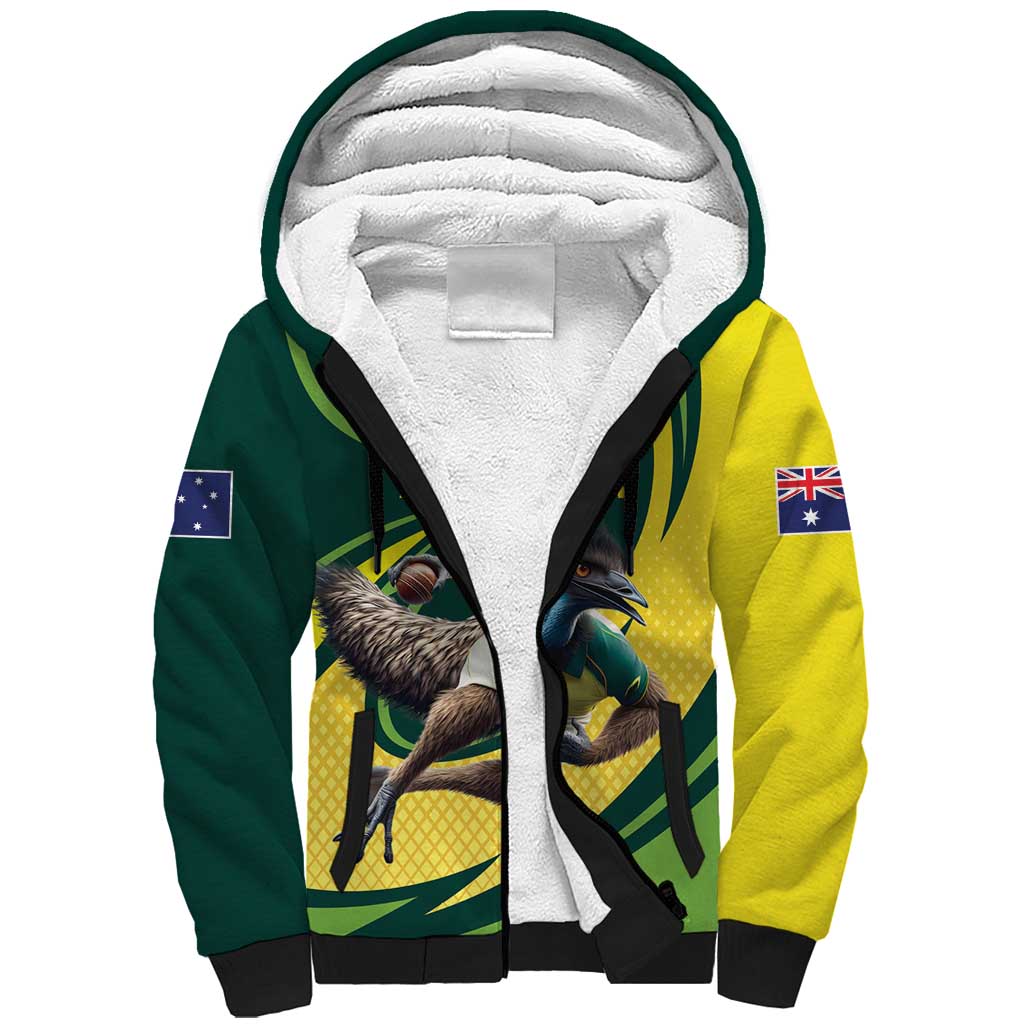 Australian Emu Cricket Custom Sherpa Hoodie Aussie National Color