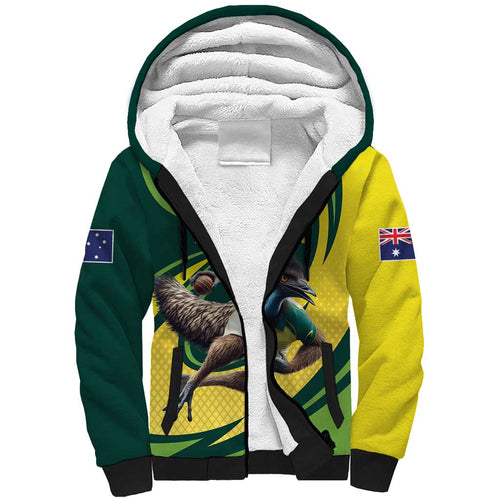 Australian Emu Cricket Custom Sherpa Hoodie Aussie National Color