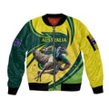Australian Emu Cricket Custom Sleeve Zip Bomber Jacket Aussie National Color