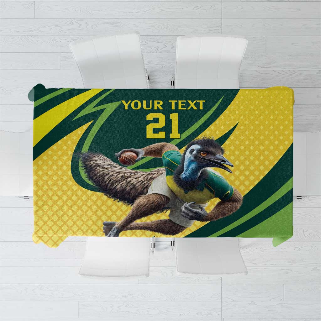 Australian Emu Cricket Custom Tablecloth Aussie National Color