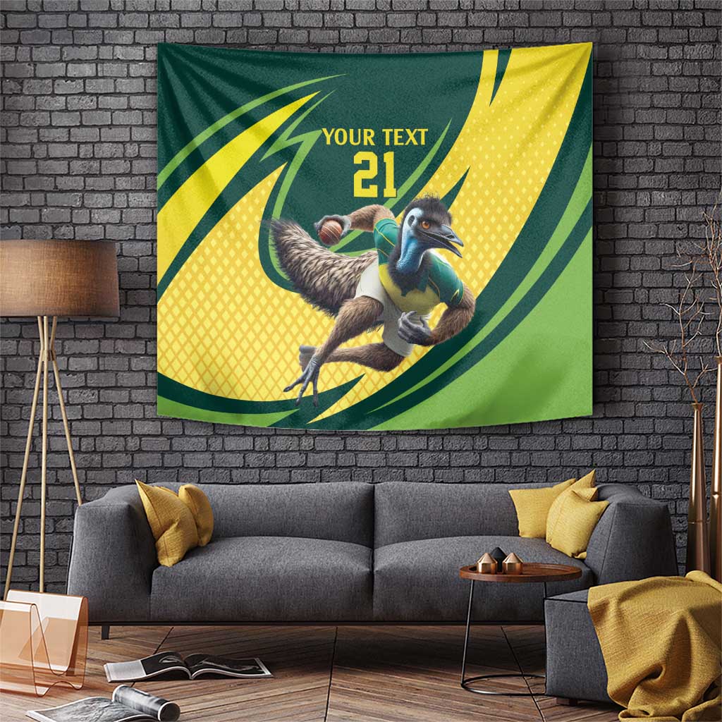 Australian Emu Cricket Custom Tapestry Aussie National Color