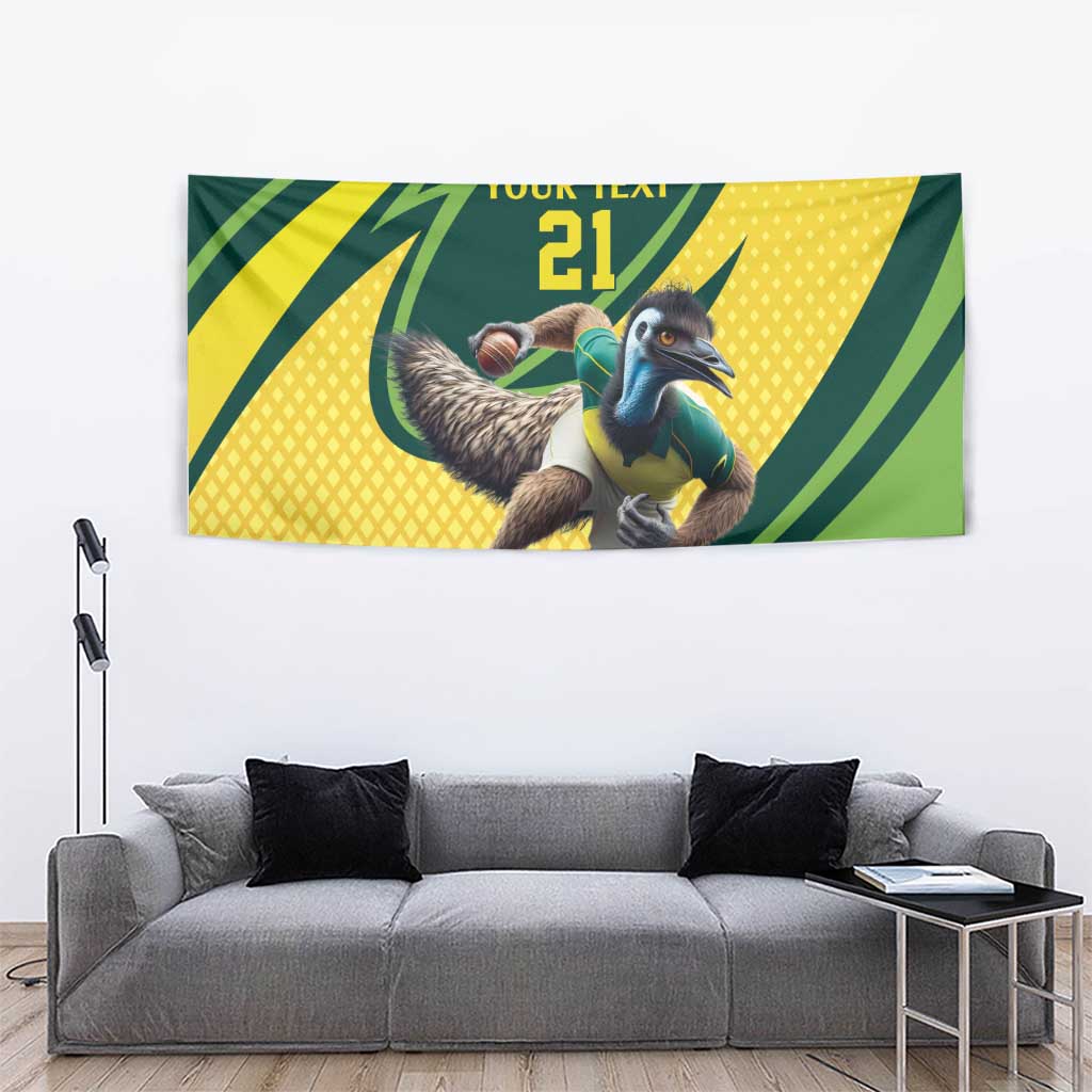 Australian Emu Cricket Custom Tapestry Aussie National Color
