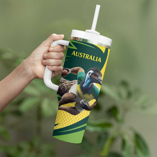 Australian Emu Cricket Custom Tumbler With Handle Aussie National Color