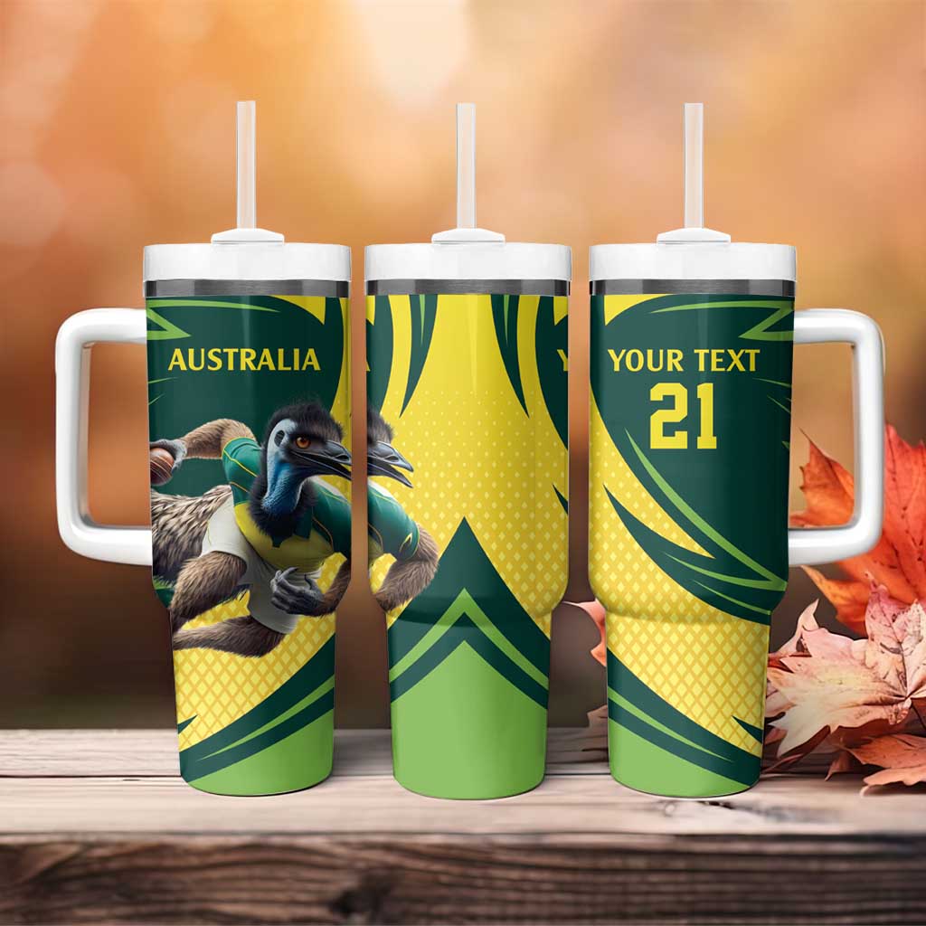 Australian Emu Cricket Custom Tumbler With Handle Aussie National Color