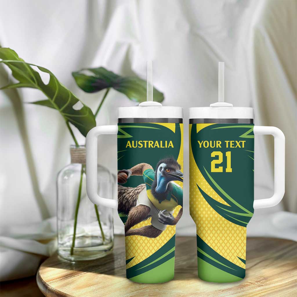 Australian Emu Cricket Custom Tumbler With Handle Aussie National Color